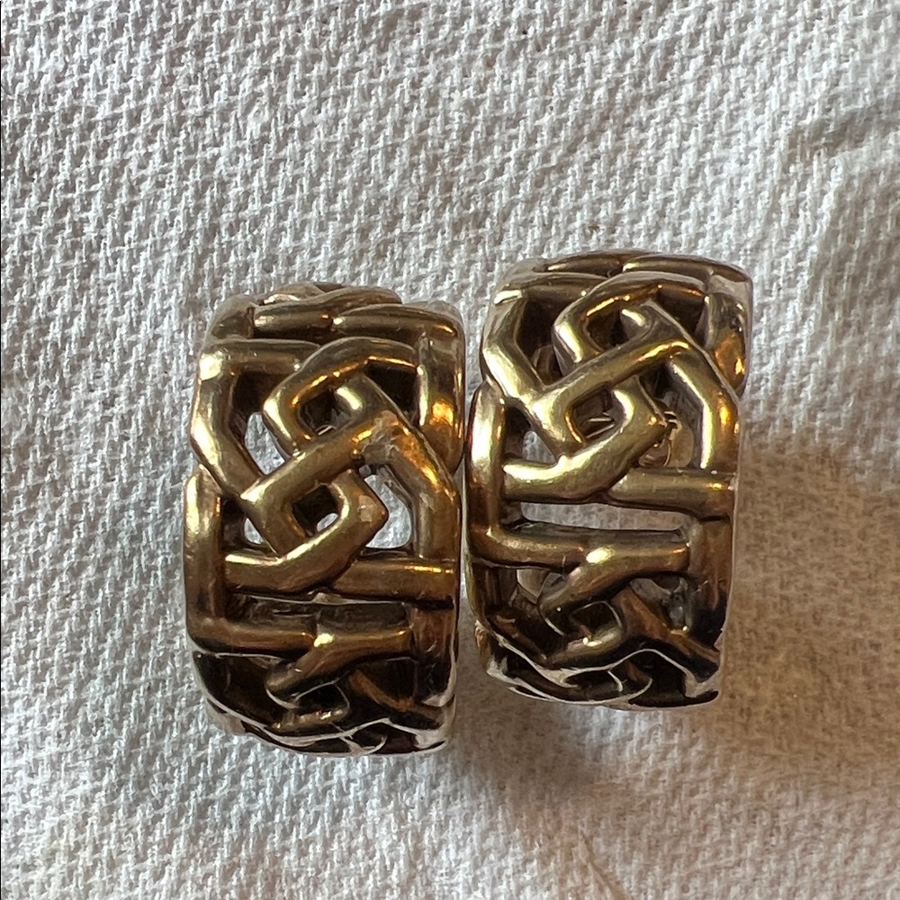 Stamped Silver large Celtic design hoop earrings